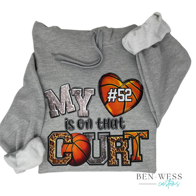 My Heart Is On That Court Personalized Hoodie