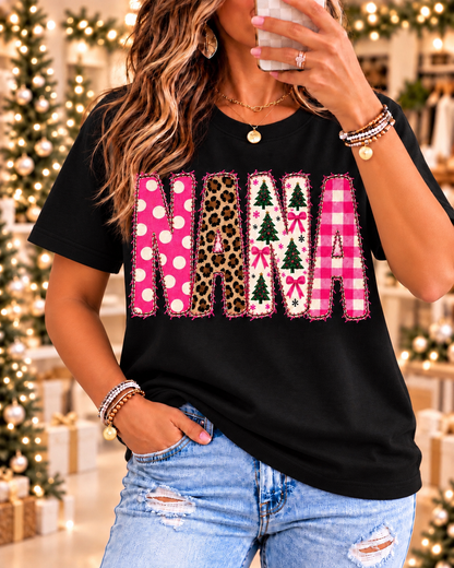 Christmas NANA Graphic Tee or Crewneck Sweatshirt | Festive Grandma Apparel