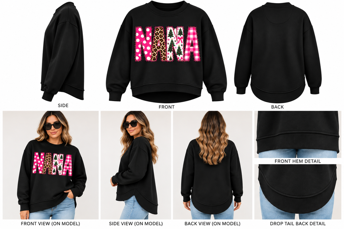 Christmas NANA Graphic Tee or Crewneck Sweatshirt | Festive Grandma Apparel