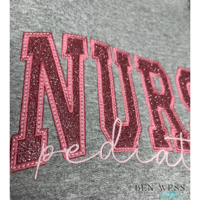 Embroidered Applique Nurse Crewneck