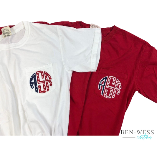 Patriotic Applique Monogram Tee