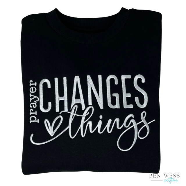 Embroidered Prayer Changes Things Oversized Crewneck Fleece