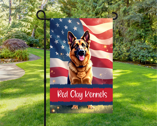 Red Clay Kennels German Shepherd Garden Flag