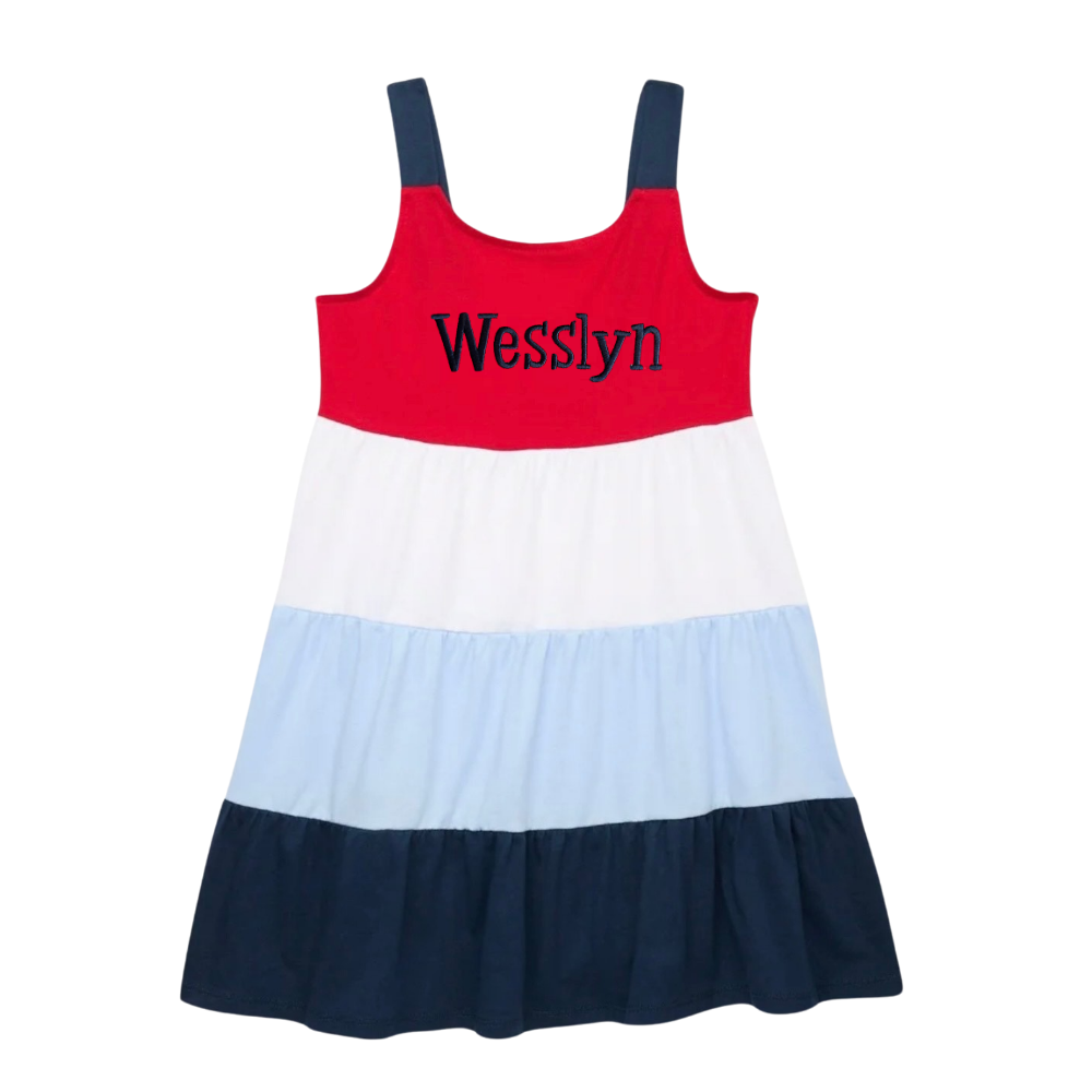 Monogrammed Girls Red White & Blue Sundress