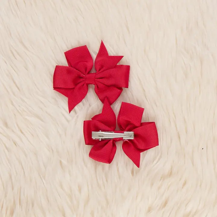 Classic Ribbon Hair Bows - 3" | Set of 2
