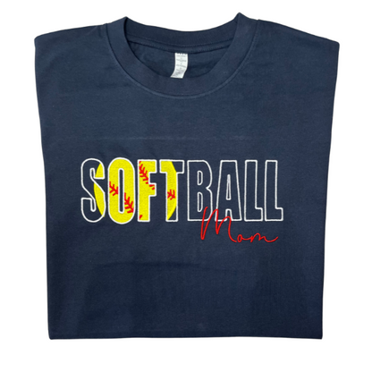 Embroidered Softball Mom Tee