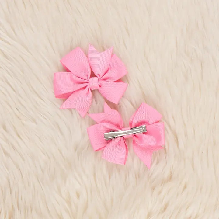 Classic Ribbon Hair Bows - 3" | Set of 2