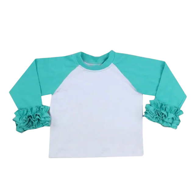 Girls Triple Ruffle Sleeve Raglan