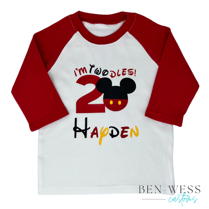 Mouse Twodles Birthday Raglan