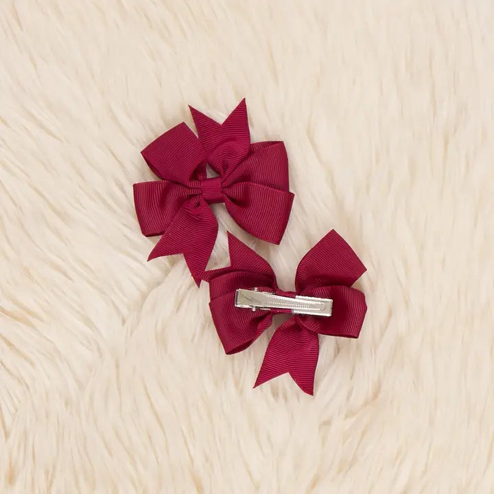 Classic Ribbon Hair Bows - 3" | Set of 2