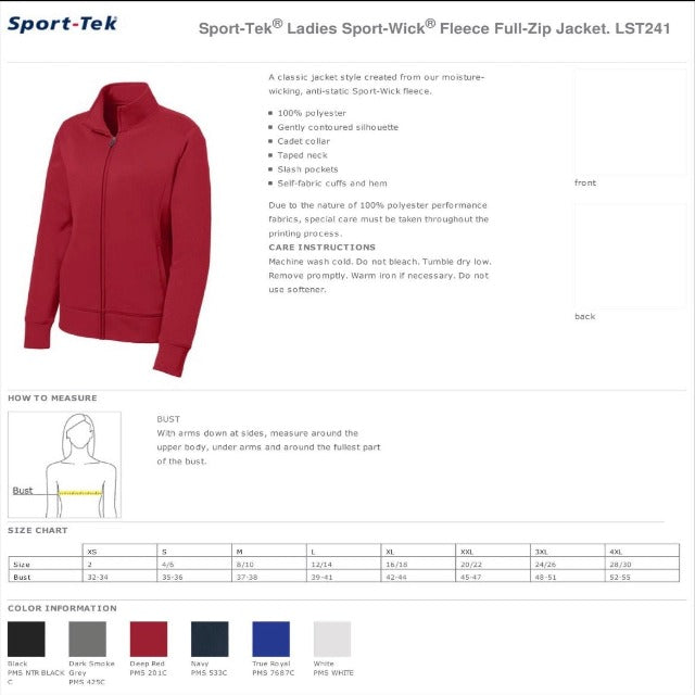 Women's Personalized Embroidered Heart Stethoscope on SportWick Fleece Jacket - Libby