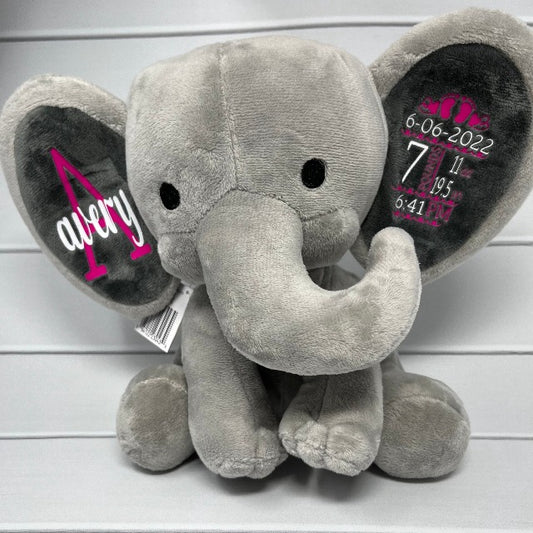 Infant Birth Announcement Keepsake Plush Elephant